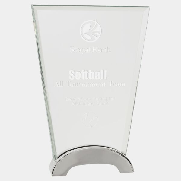 7 1/2" Fan Platinum Glass with Arch Metal Base Thumbnail