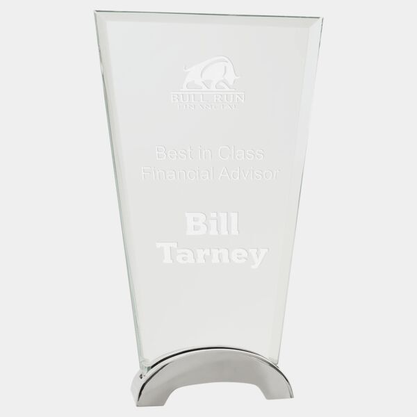 9 1/4" Fan Platinum Glass with Arch Metal Base Thumbnail