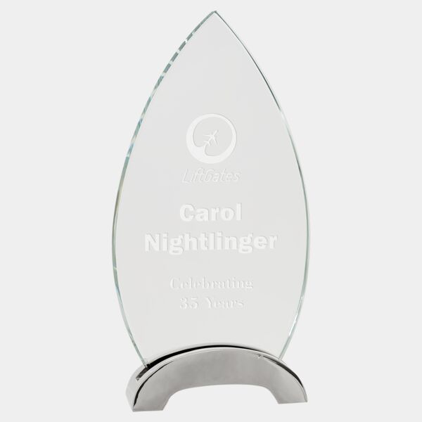 8 1/2" Oval Platinum Glass with Arch Metal Base Thumbnail