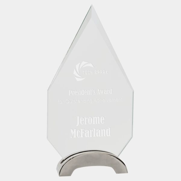 9 1/4" Diamond Platinum Glass with Arch Metal Base Thumbnail