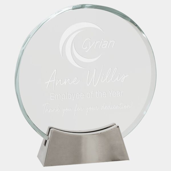 6 1/4" Round Platinum Glass with Full Metal Base Thumbnail