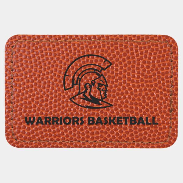 3" x 2" Basketball Laserable Leatherette Rectangle Patch with Kota Pro Adhesive Thumbnail