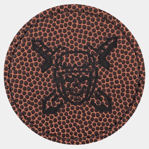 2 1/2" Round Football Laserable Leatherette Patch with Adhesive Thumbnail