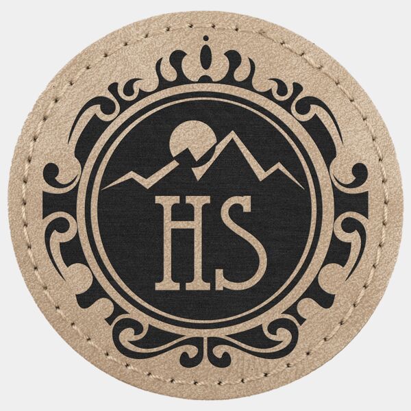 2 1/2" Light Tan Premier Laserable Leatherette Round Patch with Kota Pro Adhesive - Creekside Collection Thumbnail