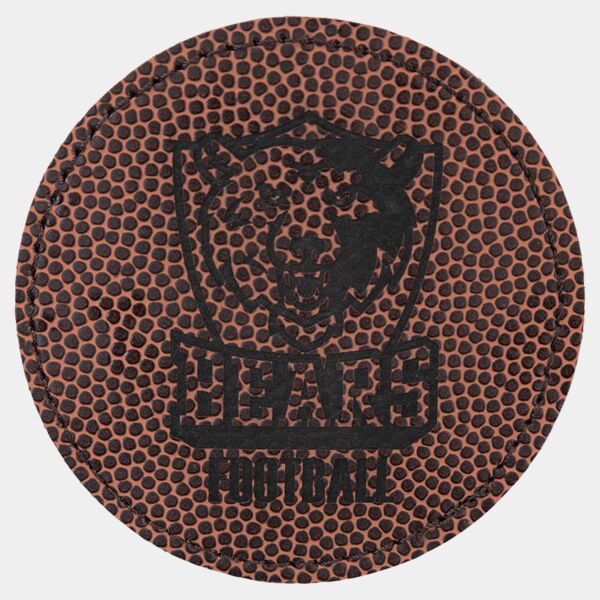 3" Round Football Laserable Leatherette Patch with Adhesive Thumbnail