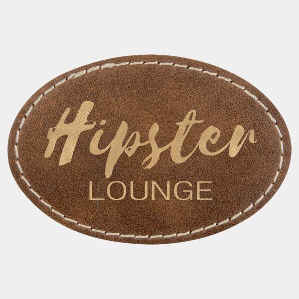 3" x 2" Oval Rustic/ Laserable Leatherette Patch with Adhesive Thumbnail