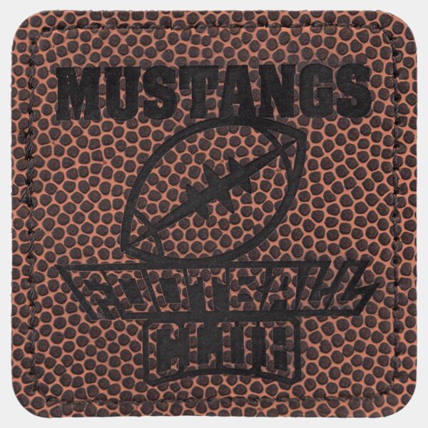 2 1/2" x 2 1/2" Square Football Laserable Leatherette Patch with Adhesive Thumbnail