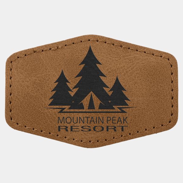 3" x 2" Medium Brown Premier Laserable Leatherette Hex Patch with Kota Pro Adhesive - Creekside Collection Thumbnail