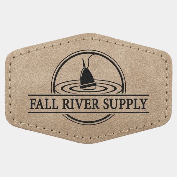 3" x 2" Light Tan Premier Laserable Leatherette Hex Patch with Kota Pro Adhesive - Creekside Collection Thumbnail