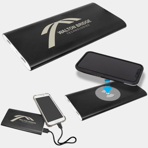8000MAH Power Bank & Wireless Anodized Aluminum Charger w/USB Power Cord Thumbnail