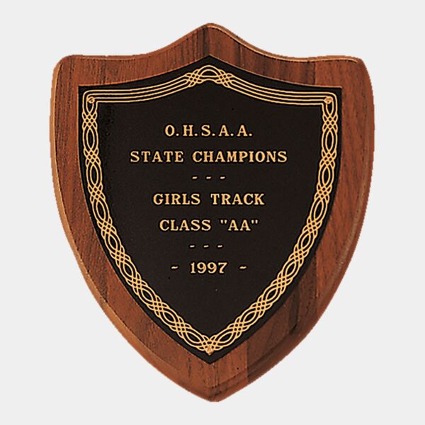 7" x 8" Jewelers Laserable Border Shield Plate on an American Shield Plaque- Sheffield Series Thumbnail