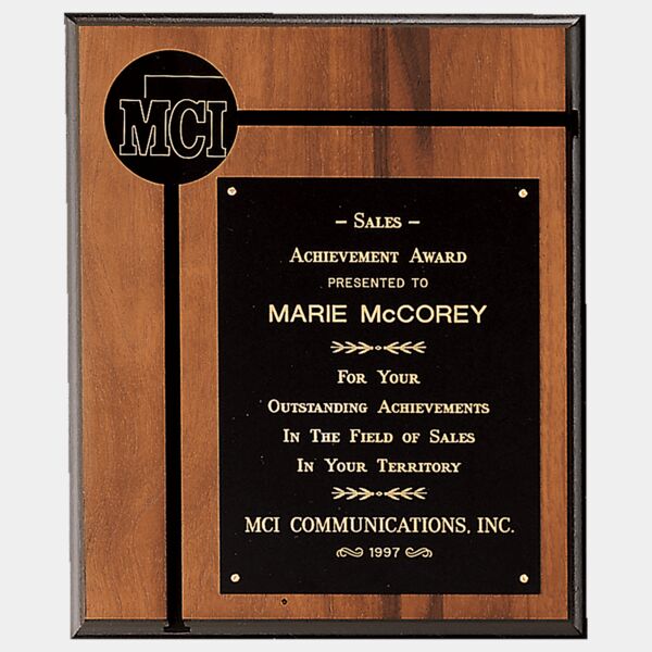 8" x 10 1/2" American Routed Plaque w/ Brass Plate and 2 1/2" Brass Disc Thumbnail