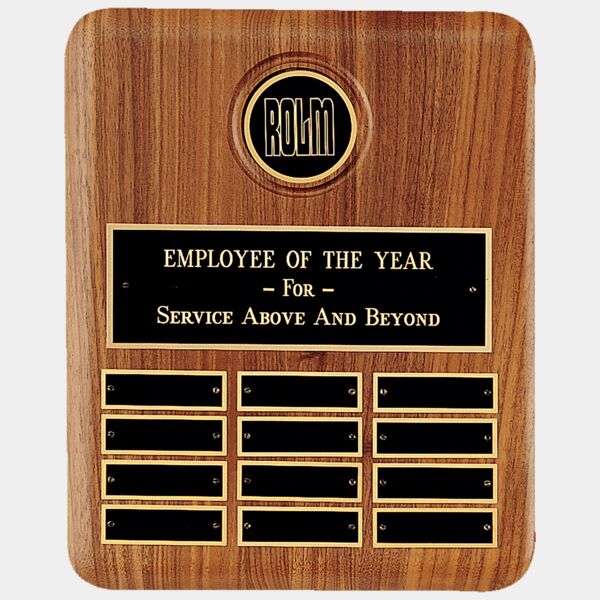 10 1/2" x 13" American 12 Plate Perpetual Plaque w/2 1/2" Brass Disc, Brass Plate Thumbnail