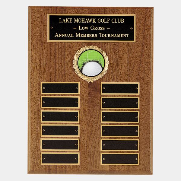 9" x 12" American Perpetual Plaque with 12 Border Laserable Brass Plates and 2" Insert Holder- Witney Series Thumbnail