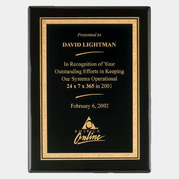 7" x 9" Airflyte Premium Piano Finish Plaque with Florentine Border LaserFX Plate Thumbnail