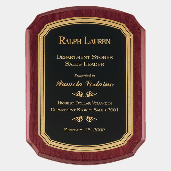 101/2" x 13" Airflyte Piano Finish Plaque with Florentine Border LaserFX Plate Thumbnail