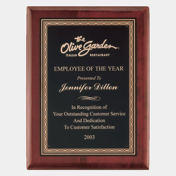 8" x 10 1/2" Airflyte Premium Piano Finish Plaque wtih Border Laserable Brass Plate Thumbnail