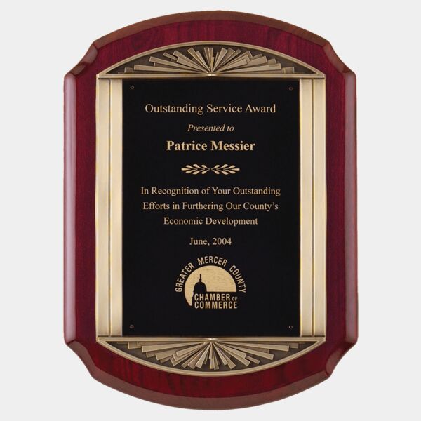 11" x 15" Piano Finish Plaque with Antique Finish Frame Casting with LaserFX Engraving Plate Thumbnail