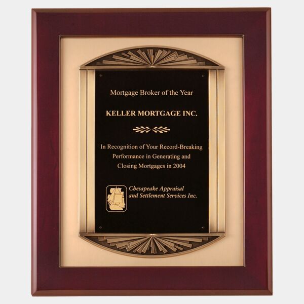 14" x 17" Piano Finish Frame with Antique Finish Frame Casting with Brushed Metal Background and LaserFX Plate Thumbnail