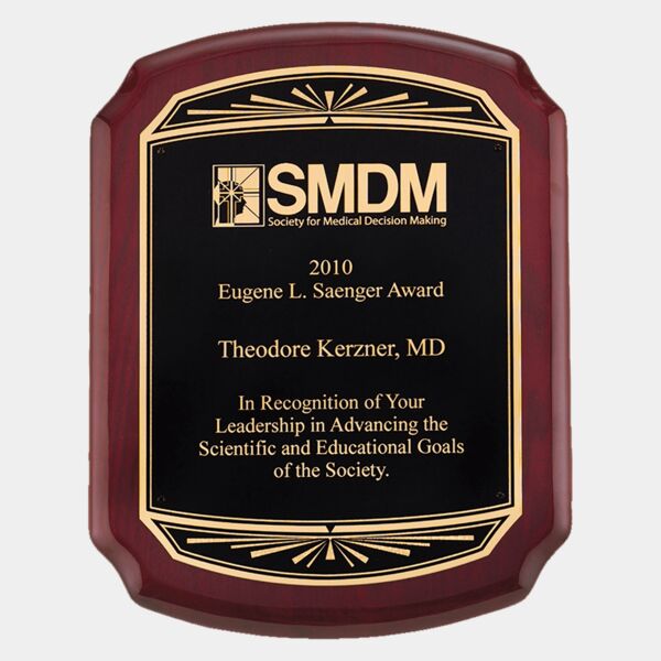 10 1/2" x 13" Airflyte Piano Finish Plaque with Border LaserFX Sunburst Plate Thumbnail