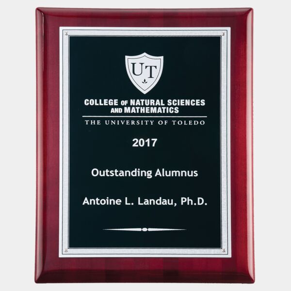 7" x 9" Airflyte Piano Finish Plaque with Textured LaserFX Plate with Florentine Border Thumbnail