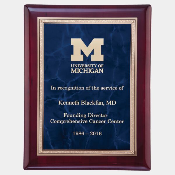 9" x 12" Airflyte Piano Finish Plaque with Sapphire Marble and Florentine Border LaserFX Plate Thumbnail