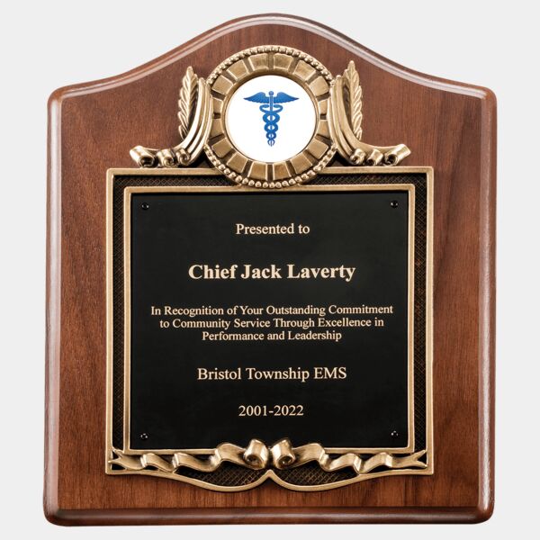 10" x 12" American Plaque with Border Decorative Frame with 2" Insert Holder, Laserable Brass Plate- Witney Series Thumbnail