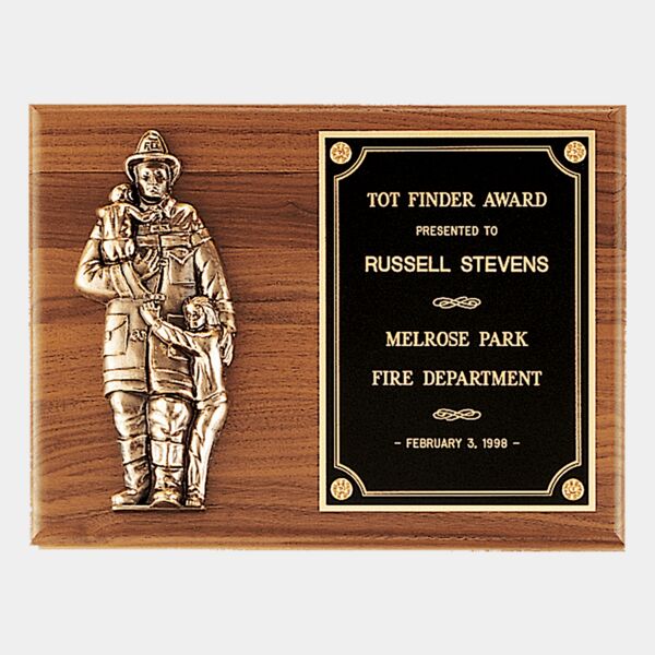 9" x 12" American Plaque with Firefighter Relief and Brass Plate Thumbnail