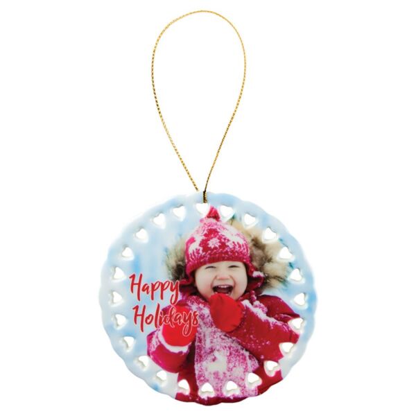 4" Sublimatable Round Doily Ceramic Ornament Thumbnail