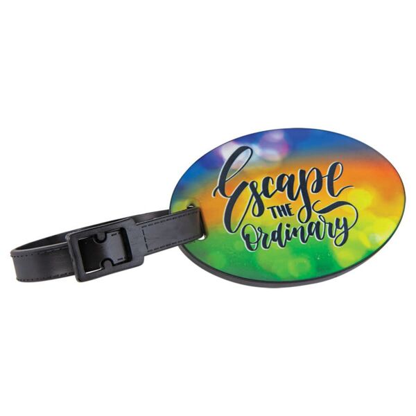 3" x 2" Sublimatable Polymer Oval Luggage Tag with Edge and Strap Thumbnail