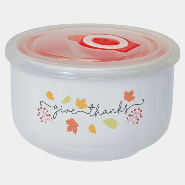 2.36" x 3.58" Sublimatable Ceramic Storage Bowl with Flexible Plastic Lid Thumbnail