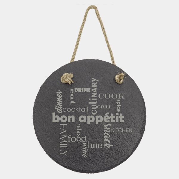 7" Round Slate Decor with Hanger String Thumbnail