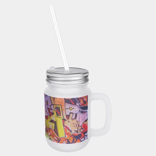 12 oz. Sublimatable Frosted Mason Jar with Lid & Straw Thumbnail