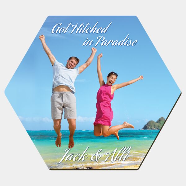 4"x 3.5" Gloss Unisub Sublimatable MDF Hexagon Coaster w/Cork Back Thumbnail