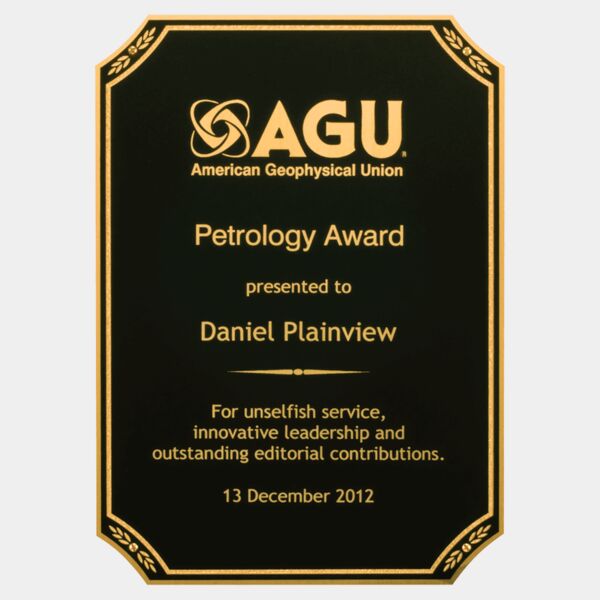 6" x 8 1/2" LaserFX Plate with Textured Center, Notched Corners, Leaf Florentine Border and Four Holes Thumbnail