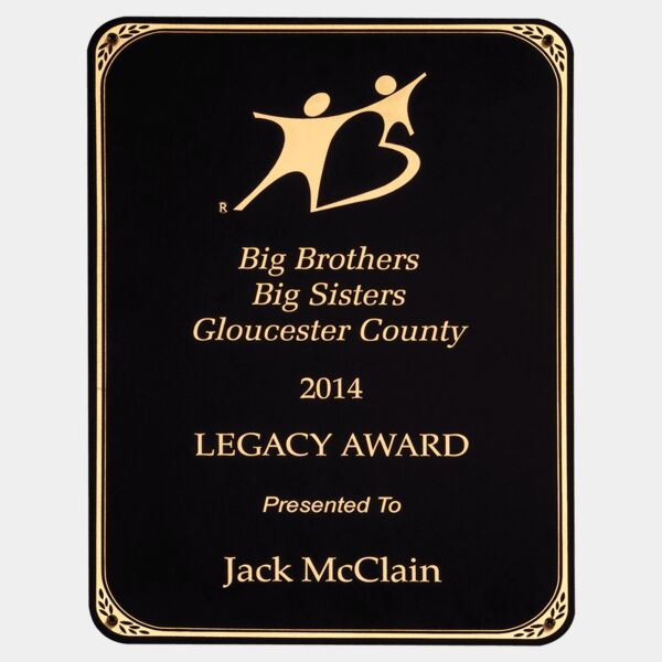 7" x 10" LaserFX Leaf Rounded Corner Plate with Border and Four Holes Thumbnail