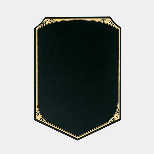 9" x 13" Brass Plate with Pointed Bottom, Leaf Florentine Border and Four Holes (Fits P16149) Thumbnail