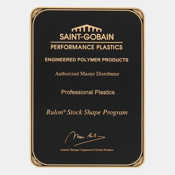 7" x 10" Laser Engravable Brass Plated Steel Plate with Sunburst Desin Rounded Corners and Border Thumbnail