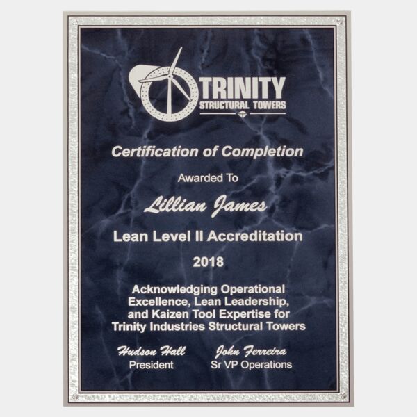 7" x 10" Marble Laserable Aluminum Plate with Border and Four Holes Thumbnail