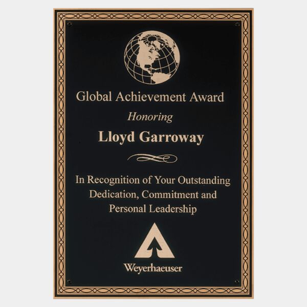 5 1/4" x 7 1/4" Laser Engravable Brass Plated Steel Plate with Design Border Thumbnail