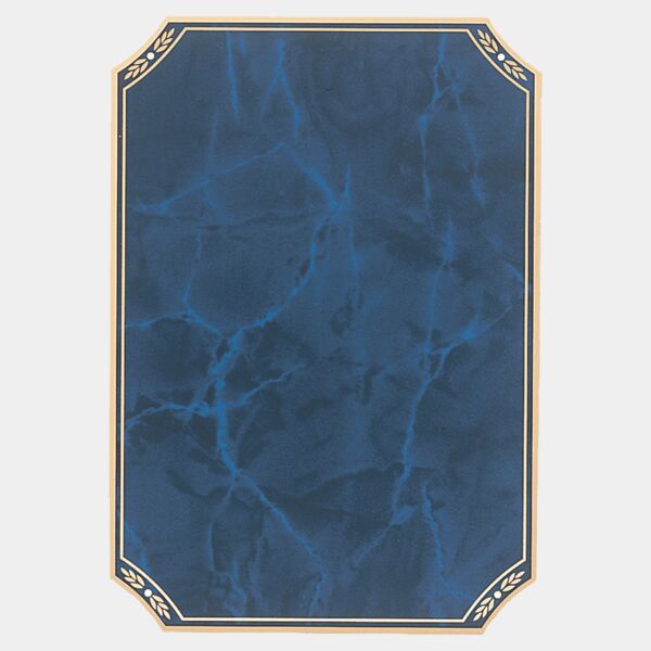 7" x 10" Airflyte Sapphire Marble Brass Plated Steel Plate with Notched Corners, Border and Four Holes Thumbnail