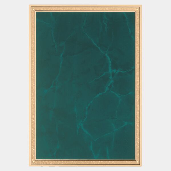 7" x 10" Emerald Marble Brass Plated Steel Plate with Florentine Border and Four Holes Thumbnail
