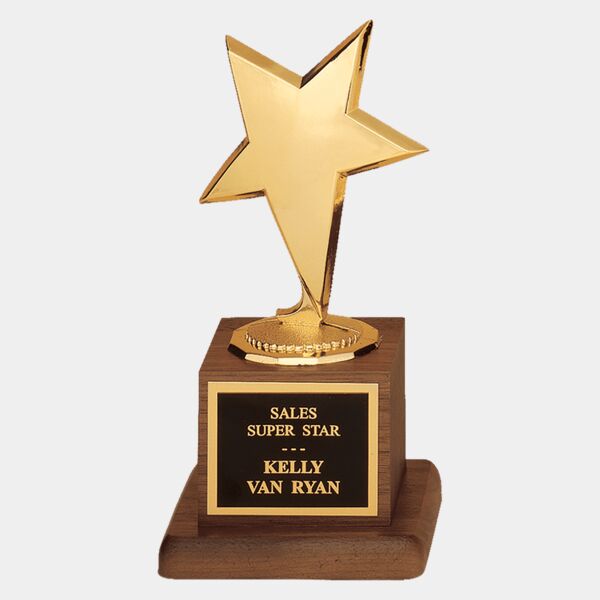 3 1/2" x 6 3/4" Modern Star Casting in Goldtone Finish on Finish Base with Laserable Plate Thumbnail