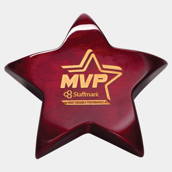 5 3/8" x 5 3/8" Piano Finish Star Paperweight with Felt Bottom Thumbnail